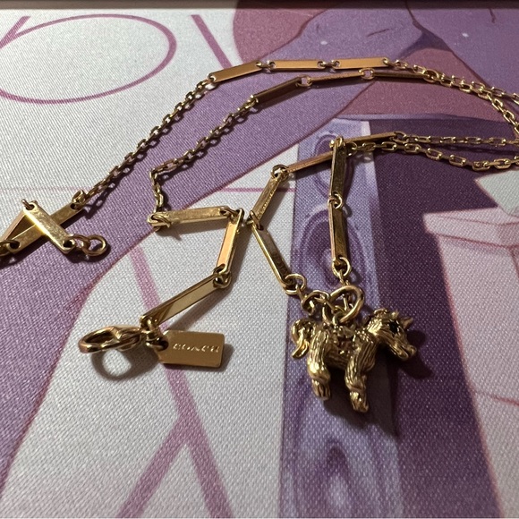 Gold plated horse necklace chain coach pink swarovski - Picture 2 of 3